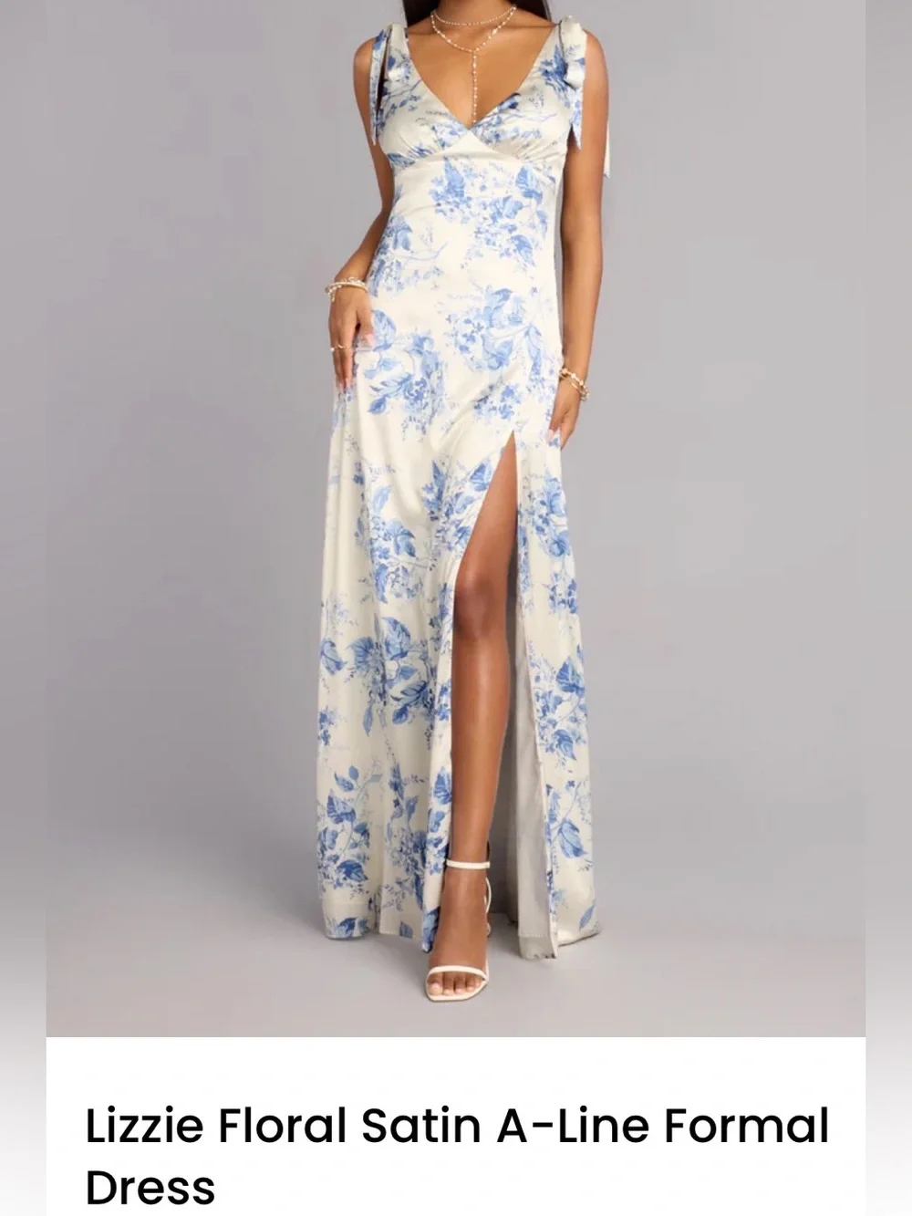 Lizzie Floral Satin A-Line Formal Dress size Medium